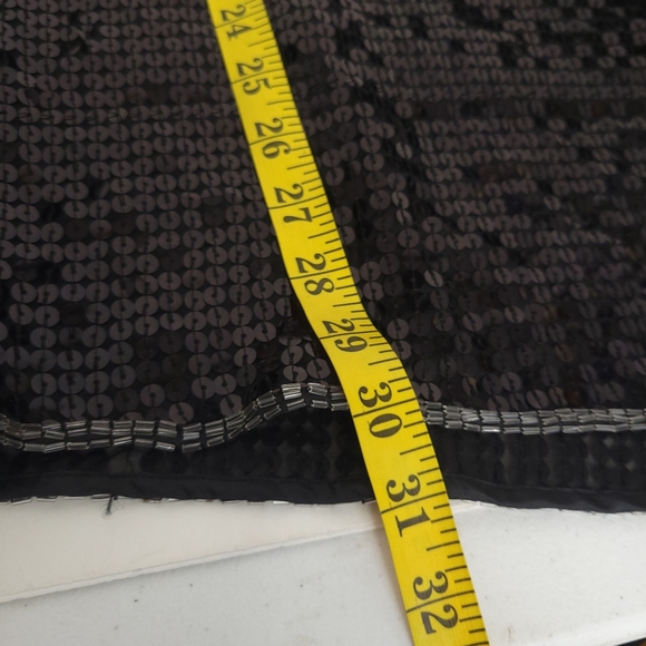 Miss Me Sequin & Beaded Mini Cocktail Black Top/ Dress - Picture 7 of 11